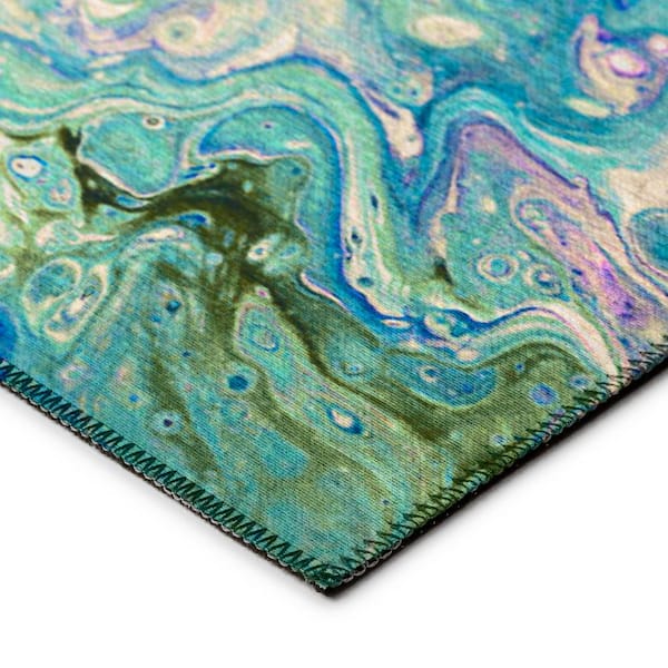 Karina Blue 10 ft. x 14 ft. Geometric Indoor/Outdoor Area Rug