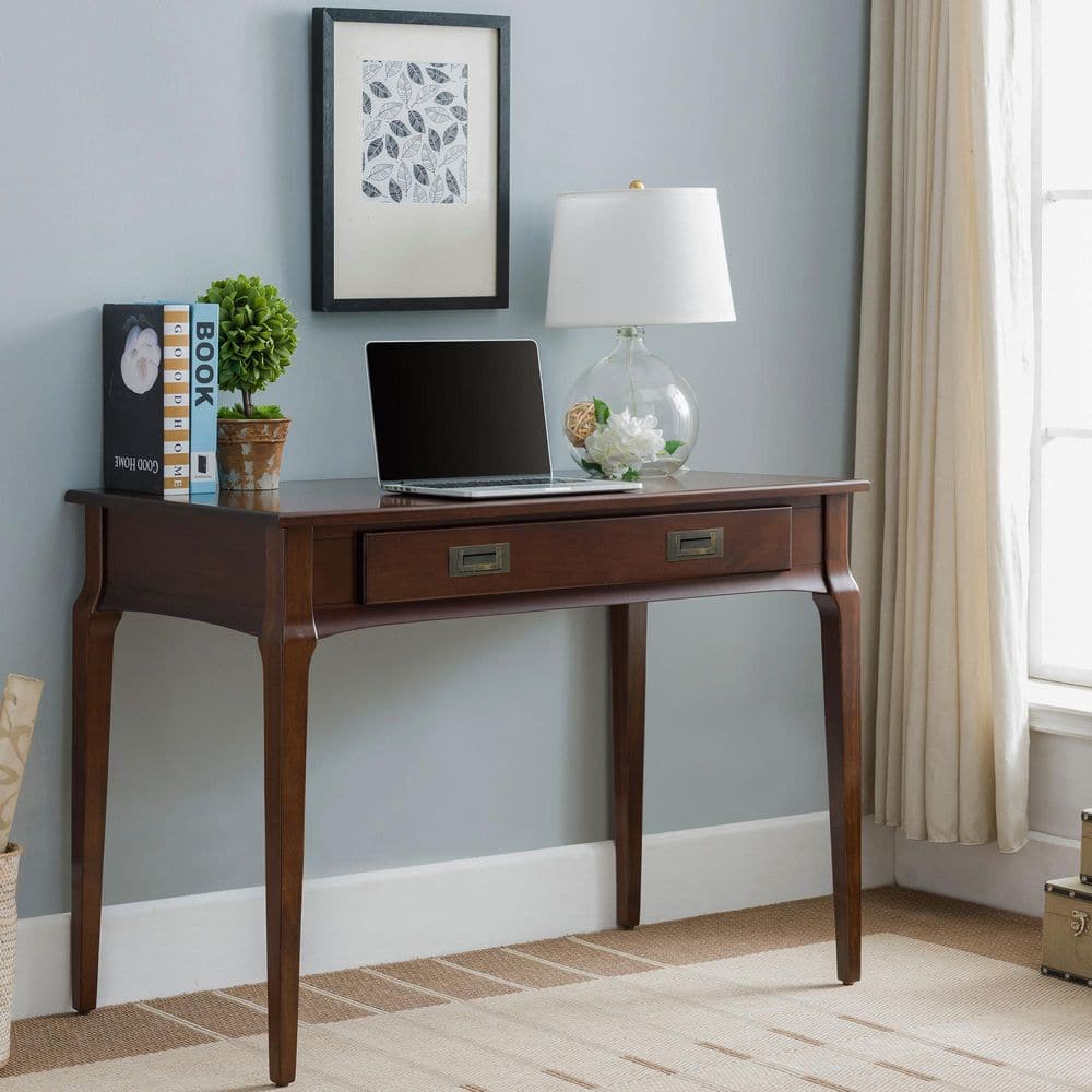 Stratus 42" Dark Cherry Wood Writing Desk with Drawer