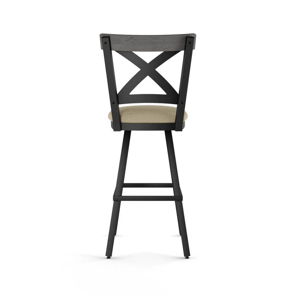 Rustic Farmhouse 32" Swivel Bar Stool in Black Wood and Metal