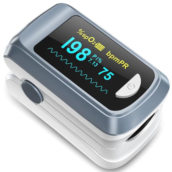 Fingertip Pulse Oximeter Blood Oxygen Saturation Monitor with OLED Screen, Fast SpO2 Heart Rate Reading, Portable Design