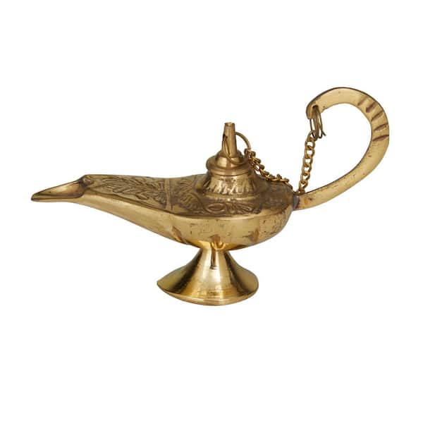 Litton Lane Brass Metal Aladdin Lamp 042228 - The Home Depot