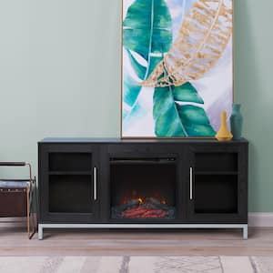 Lainey Modern 54 in. TV Console with Electric Fireplace in Black