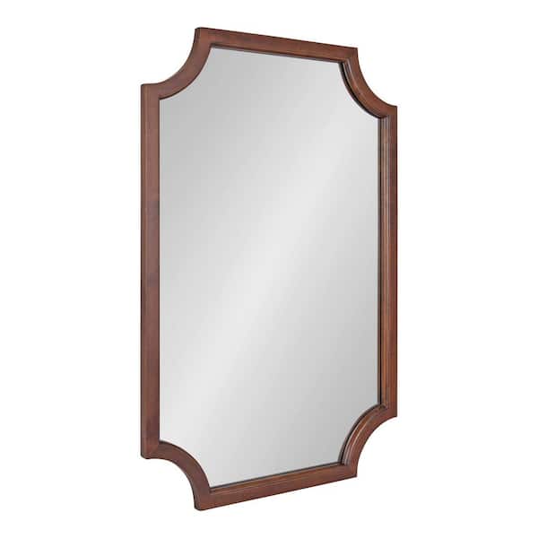 Kate and Laurel Hogan 24.00 in. W x 36.00 in. H Walnut Brown Scalloped Modern Framed Decorative Wall Mirror