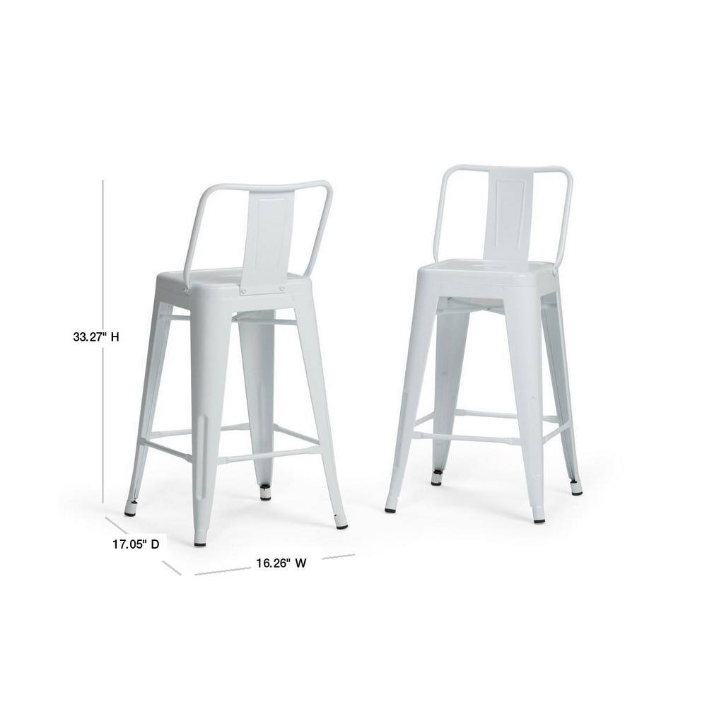 Rayne 24" White Industrial Metal Counter Stool Set
