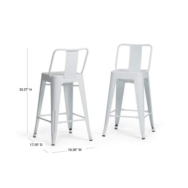 Simpli Home Rayne 24 In White, What Size Stool For 33 Inch Counter