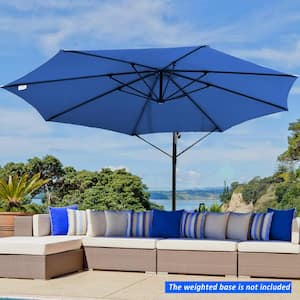 12 ft. Steel Cantilever Offset Outdoor Patio Umbrella with Crank in Blue