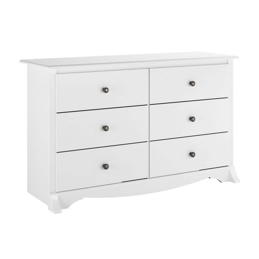 Compact Monterey 6-Drawer Nursery Dresser in White with Deep Storage