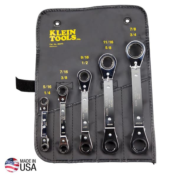 Klein Tools 5-Piece Fully Reversible Ratcheting Offset Box Wrench Set