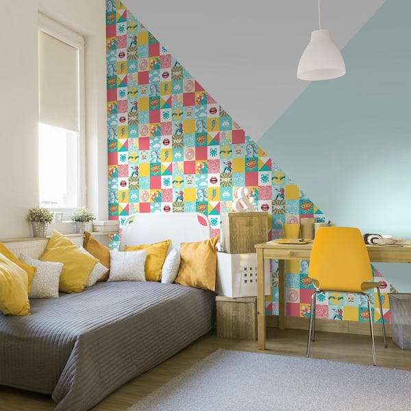 Pop Art Patchwork Multi Color Wallpaper Sample