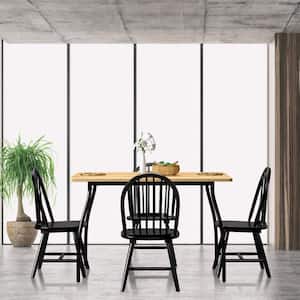 Black Vintage Windsor Dining Side Chair Wood Spindleback Kitchen Room (Set of 2)
