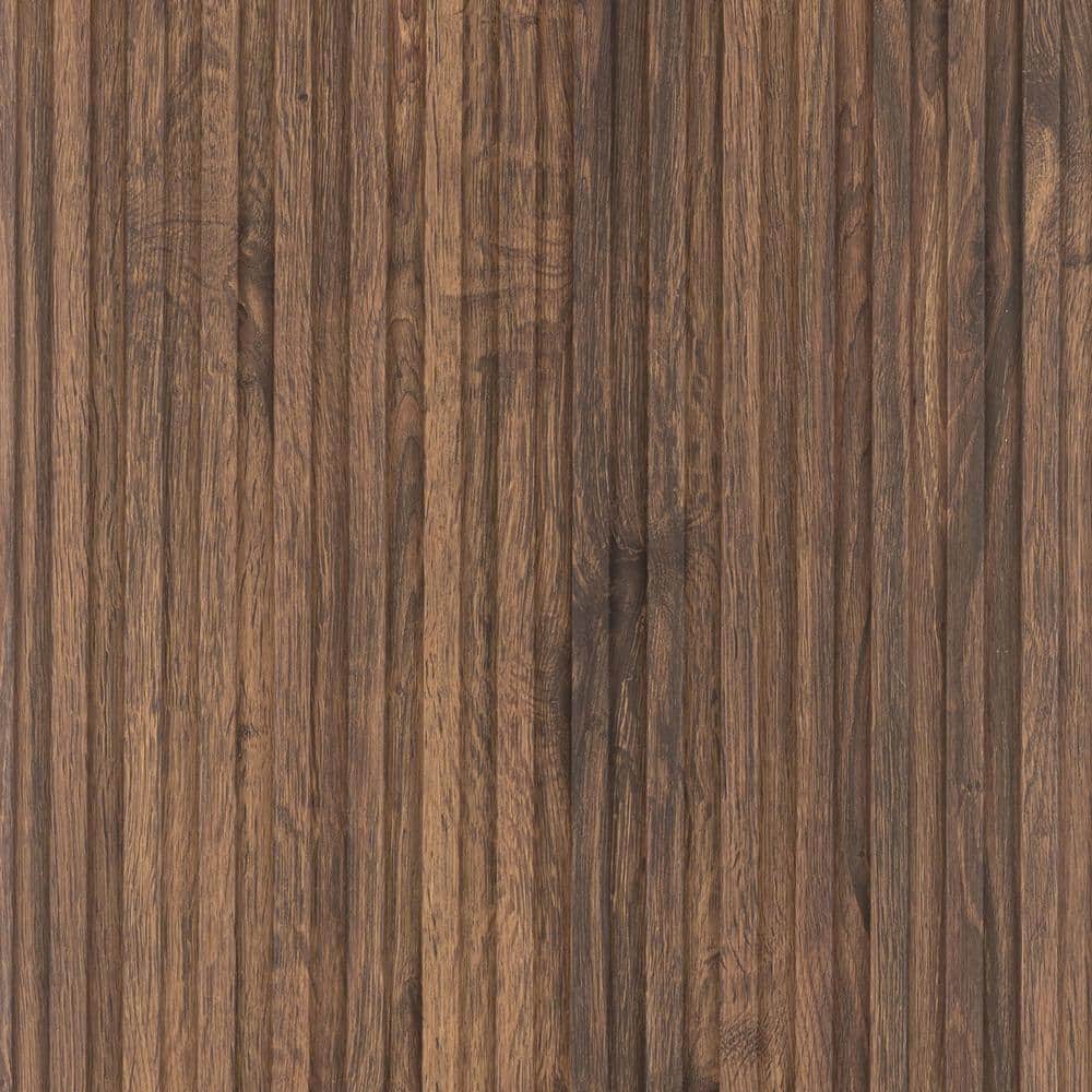 Walnut Brown Textured Shiplap Wood Slat Wall Panels, 94.5" x 12", Pack of 10