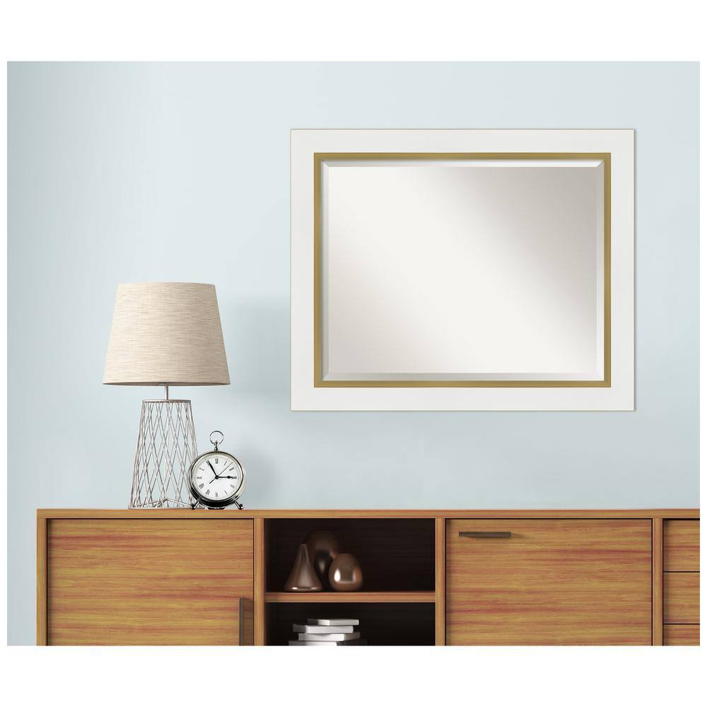 Eva White Gold Rectangular Wall Mirror with Polystyrene Frame