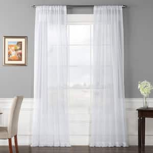 White Solid Rod Pocket Sheer Curtain - 50 in. W x 84 in. L (1 Panel)