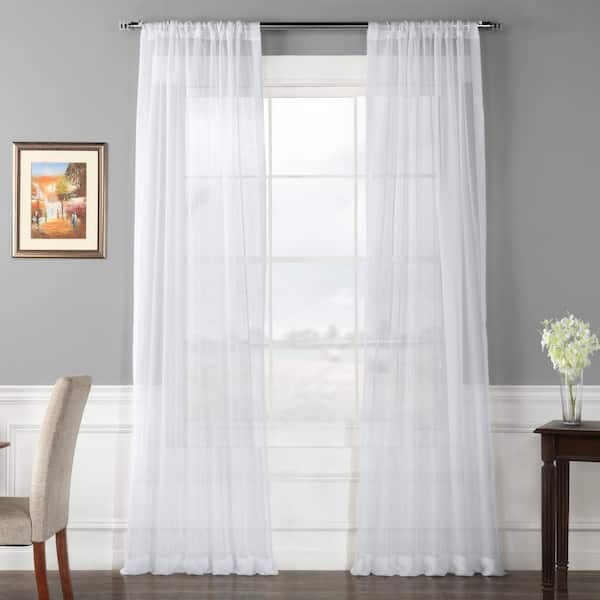 Exclusive Fabrics & Furnishings White Solid Rod Pocket Sheer Curtain ...