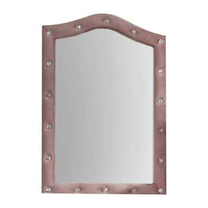 Reggie 30 in. H x 22 in. W Modern Wood Arch Framed Pink Dresser Mirror