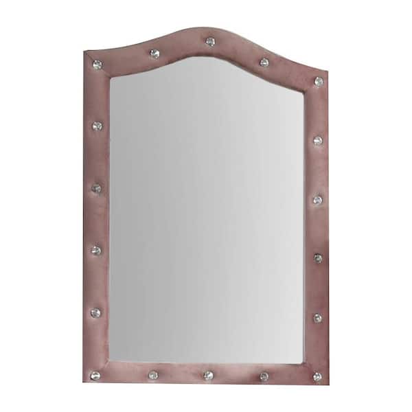 Acme Furniture Reggie 30 in. H x 22 in. W Modern Wood Arch Framed Pink Dresser Mirror