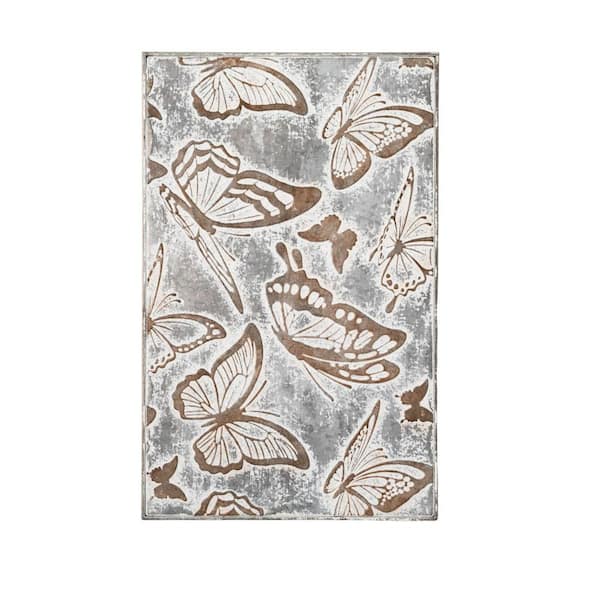 SULLIVANS 15.25 in. x 24.25 in. Gray Metal Relief Butterfly Decorative Sign
