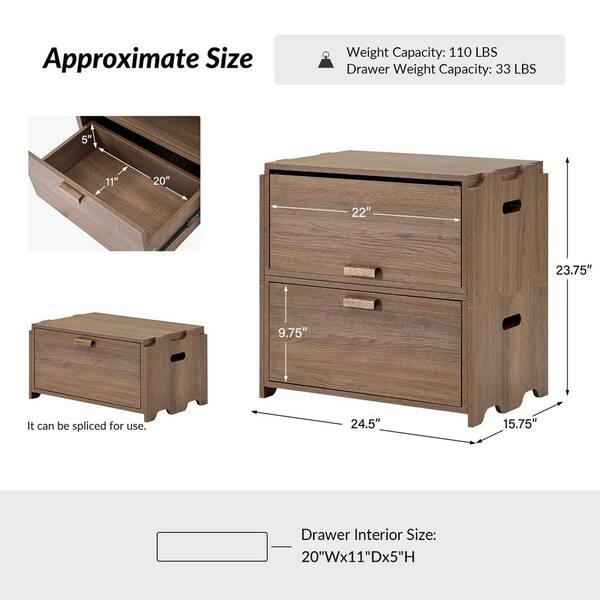 JAYDEN CREATION Jakob Walnut 25 in. Tall Modern 2-Drawer Flip-Top