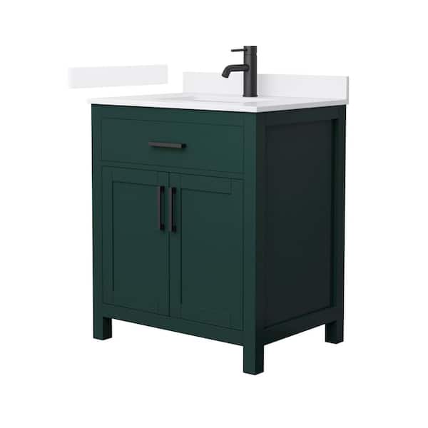 Beckett 30 in. Single Freestanding Green Bath Vanity with White Quartz Top (Assembled)