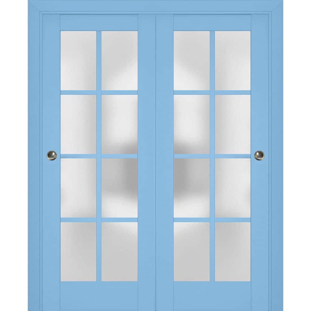 Assembly Required 56 in. x 84 in. 2 Panel Aquamarine Finished Solid Wood Sliding Door with Hardware price history on PriceWatchPro