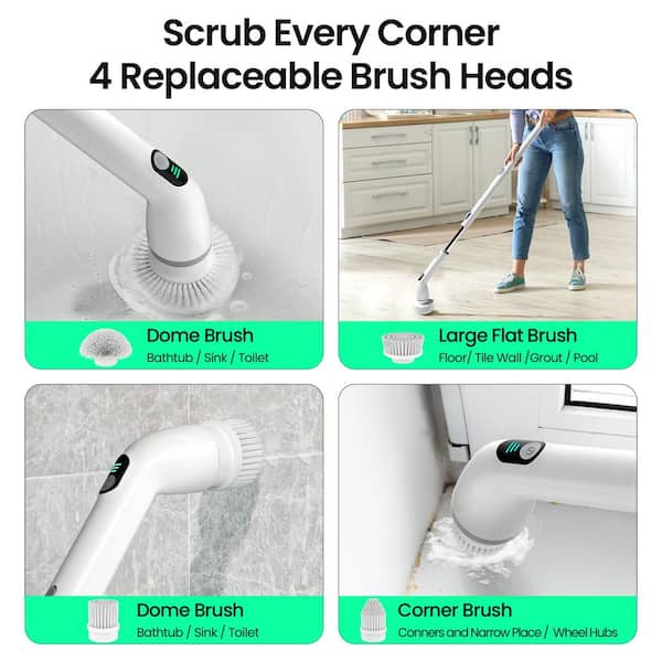 Electric Spin Scrubber Cordless Power Cleaning Brush With 3