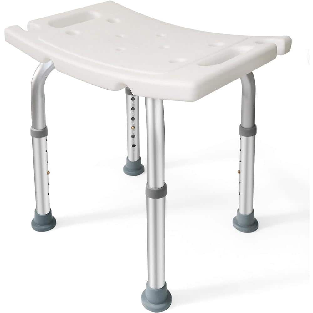 17 in. Aluminum Shower Stool Chair for Elderly with 6-Adjustable Heights in