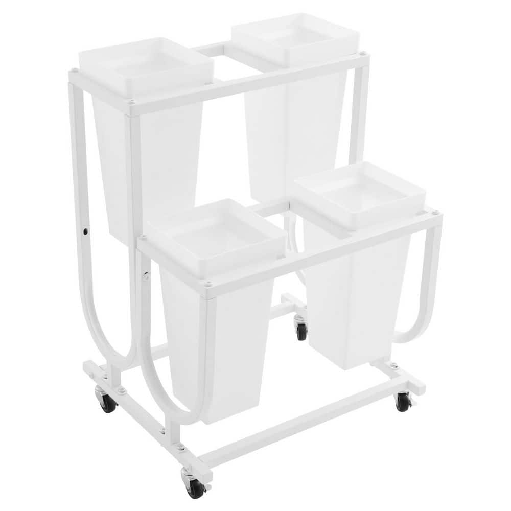 YIYIBYUS White 2-Tier Metal Iron Frame Plastic Flower Buckets Flower ...