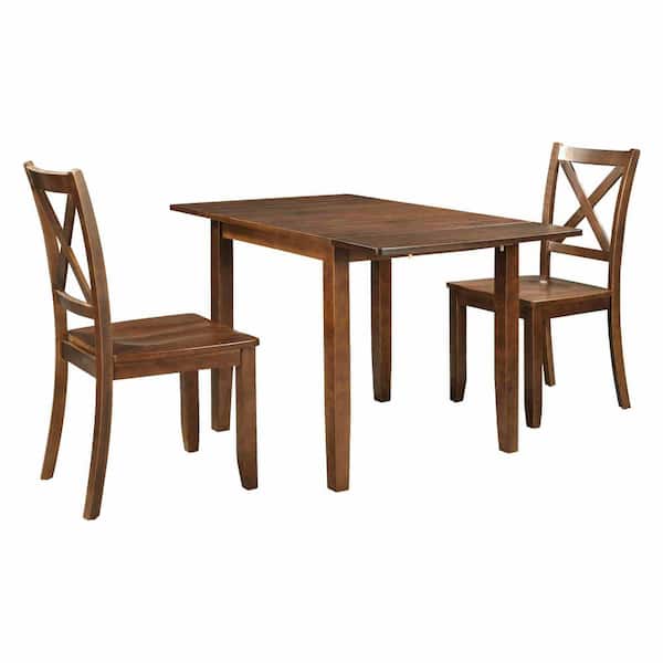 3-Piece Brown Wood Top Dining Room Set Seats 2