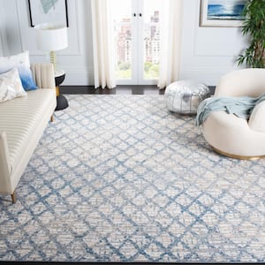 Lagoon Blue/Ivory 8 ft. x 10 ft. Distressed Diamonds Area Rug