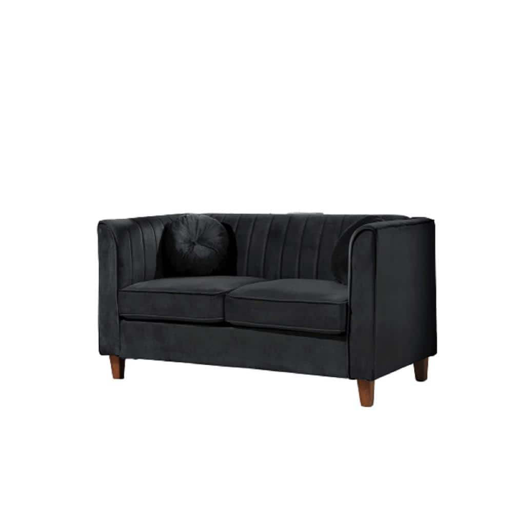 Lowery 55 in. BLACK Velvet 2 Seats Chesterfield Loveseat with Square Arms -  US Pride Furniture, S5530-L-H2