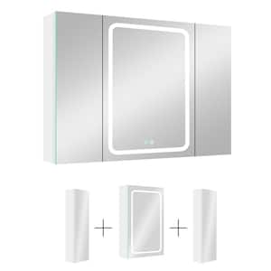 40 in. W x 30 in. H White Rectangular Aluminum Recessed or Surface Mount Medicine Cabinet with Mirror