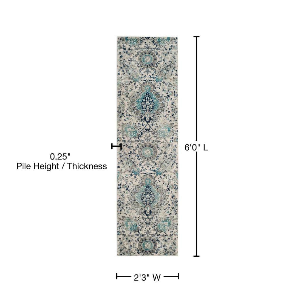 Elegant Madison 2'3" x 6' Runner Rug in Cream and Light Grey