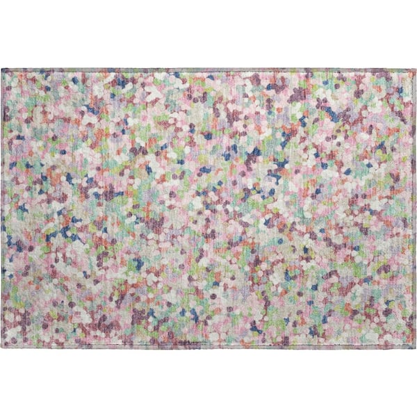 Mayfield Premium Machine Washable Abstract AMF2507 Blush 3 ft. x 4 ft. Area Rug