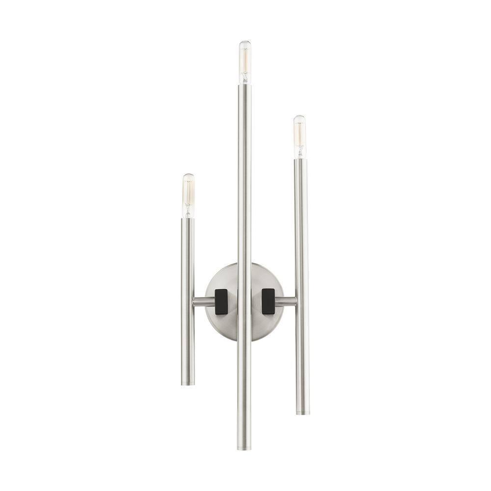 Scandinavian Brushed Nickel 3-Light Direct Wired Sconce