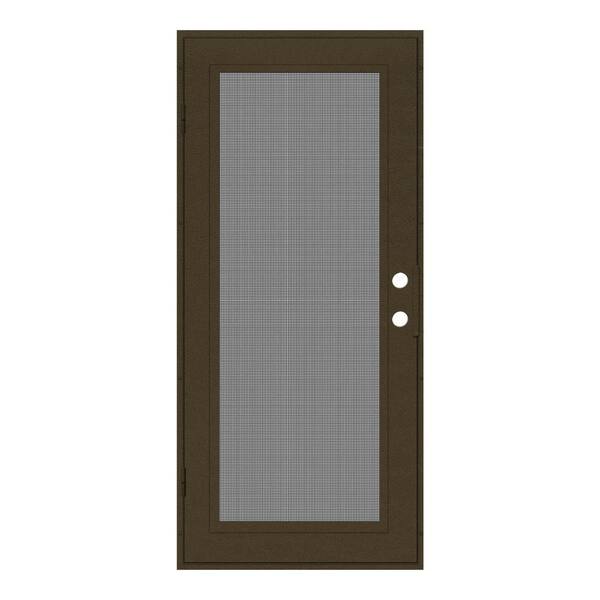 Unique Home Designs 30 in. x 80 in. Full View Royal Brown Right-Hand Surface Mount Security Door with Meshtec Screen