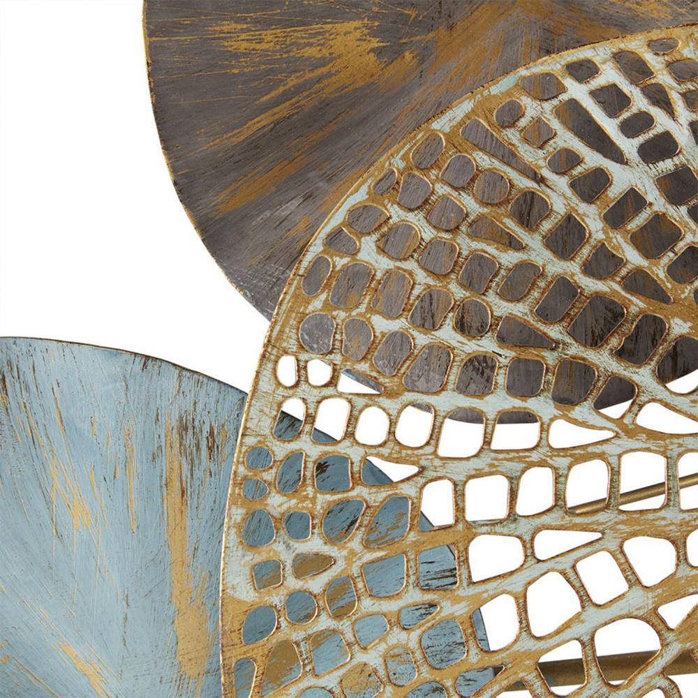 Lenzie Multi-Color Metal Lily Pad Wall Sculpture Set