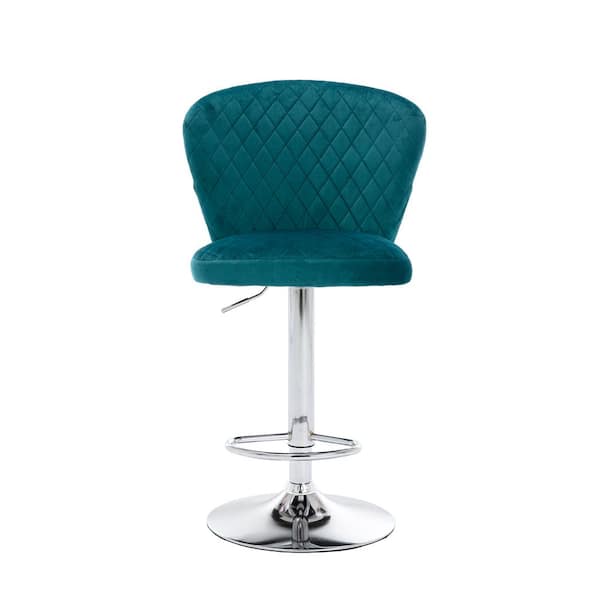 Spaco 46.46 in. Teal Low Back Metal Frame Counter Height Dining Chairs Armless Bar Stools Set with Footrest (Set of 2)