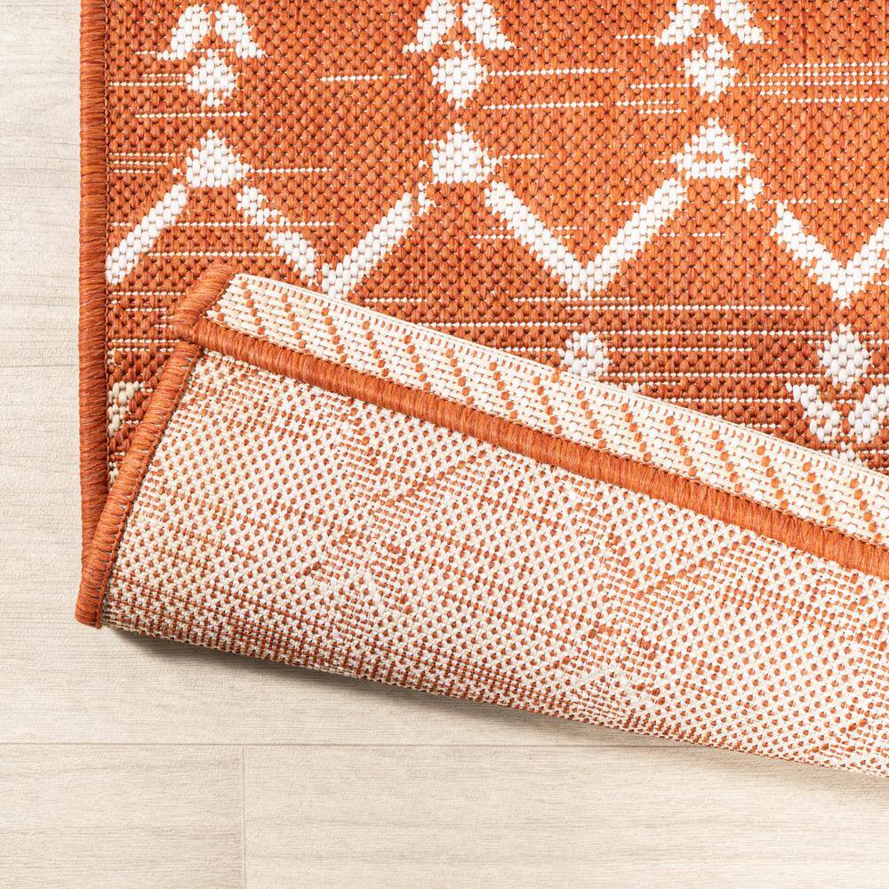Ourika Moroccan Geometric Orange Cream 2 x 8 Runner Rug