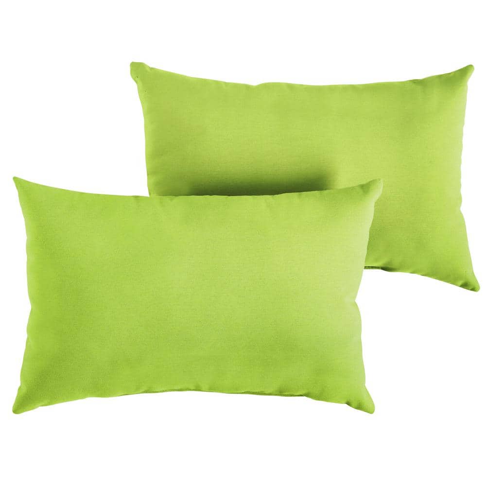 Sunbrella Macaw Green Rectangular Outdoor Knife Edge Lumbar Pillows (2-Pack