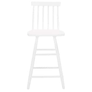 May 25 in. White Mid-Back Wood Frame Counter Stool with Foot Rest