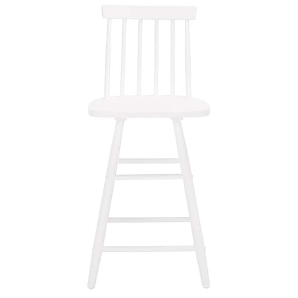SAFAVIEH May 25 in. White Mid-Back Wood Frame Counter Stool with Foot Rest