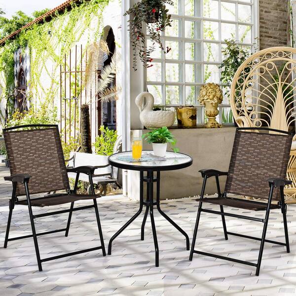 brown metal bistro set