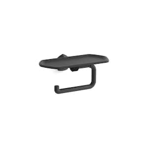 Occasion Wall Mounted Toilet Paper Holder with Tray in Matte Black