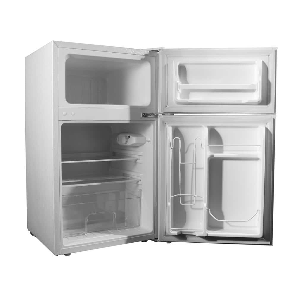 Compact White Dual Door Energy Star Refrigerator with Glass Shelves
