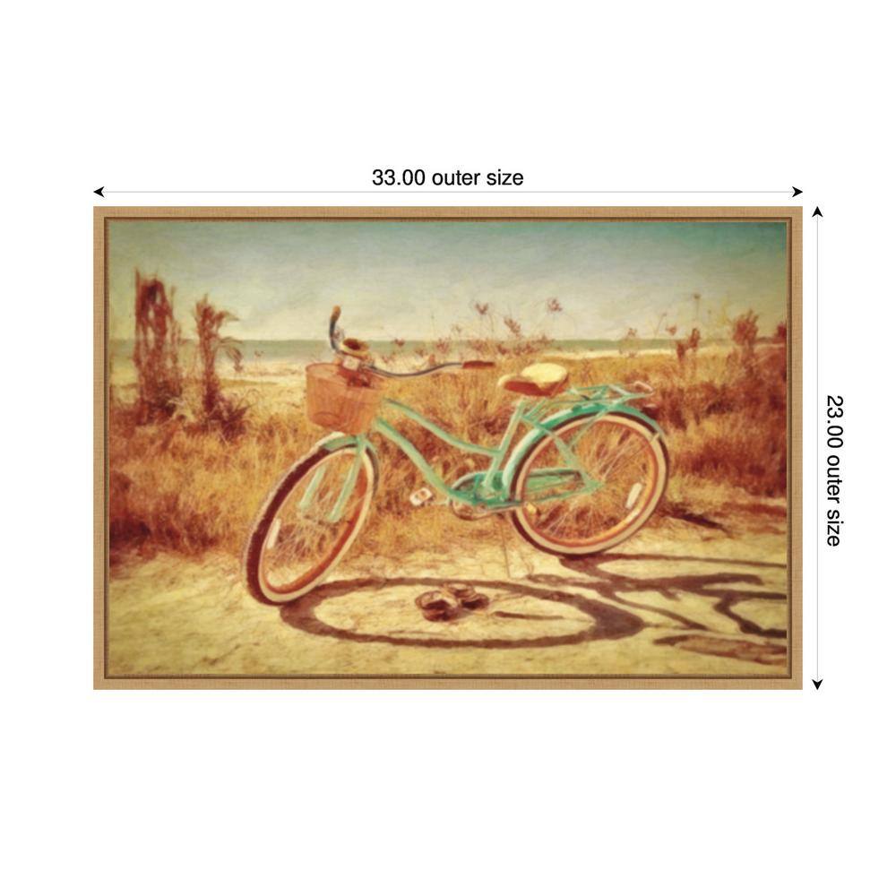 Sanibel Bike Framed Canvas Wall Art in Sylvie Maple Finish