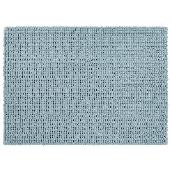 Mohawk Home Homespun Noodle 17 in. x 24 in. Glacier Blue Polyester Machine Washable Bath Mat
