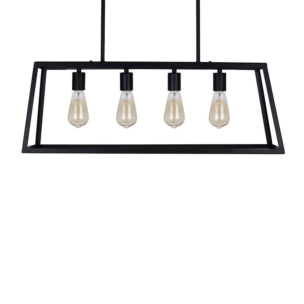 Matte Black Industrial Cage 30" Pendant Light with LED Bulbs
