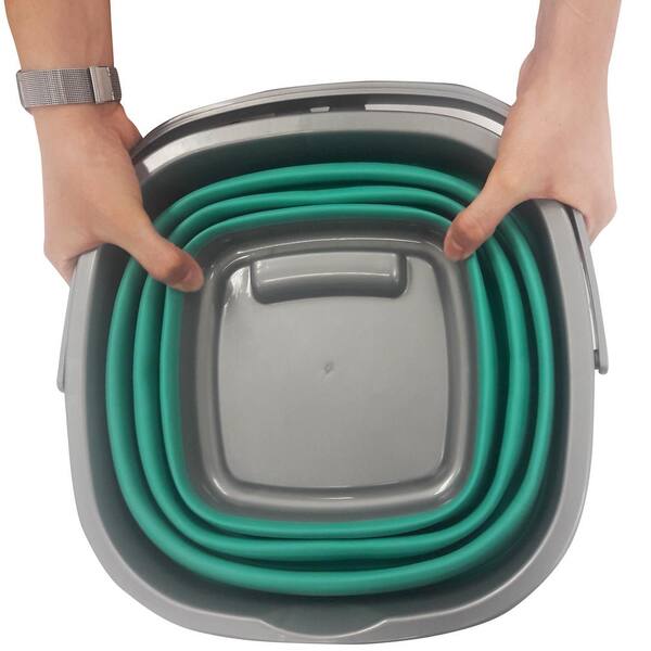 HOMZ Store N Stow 10 l Square Collapsible Bucket with Handle in. Grey and  Teal Base (12-Pack) 2211048DC.12 - The Home Depot