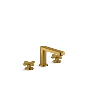 Composed Widespread Bathroom Sink Faucet With Cross Handles 1.2 GPM in Vibrant Brushed Moderne Brass