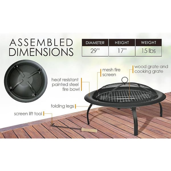Fire Sense 29 in. Folding Fire Pit 60838 - The Home Depot
